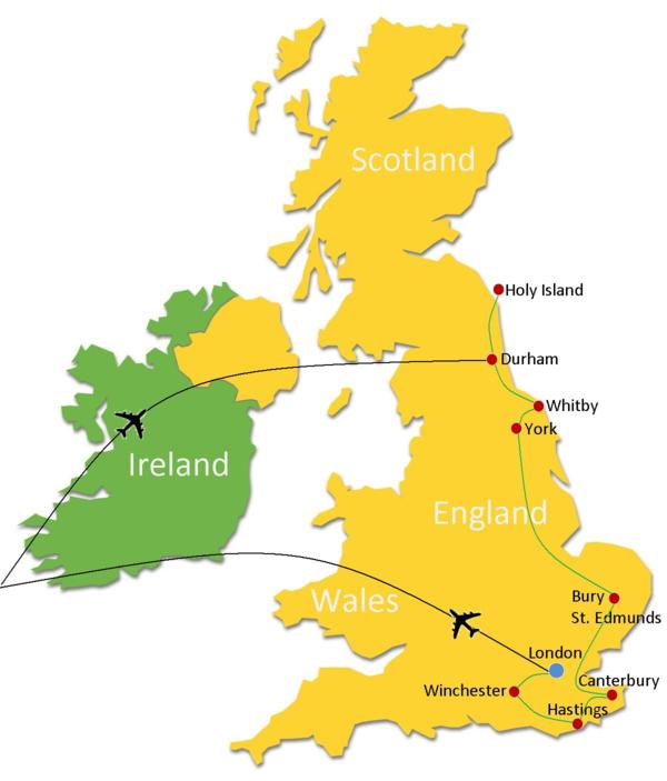 Anglo-Saxon Britain Sojourn Map